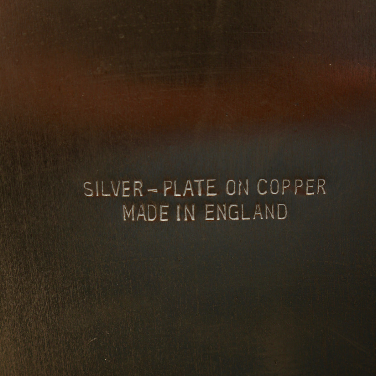 Vintage English Silver Plate on Copper Round Drinks Tray - Chased Floral Serving Salver