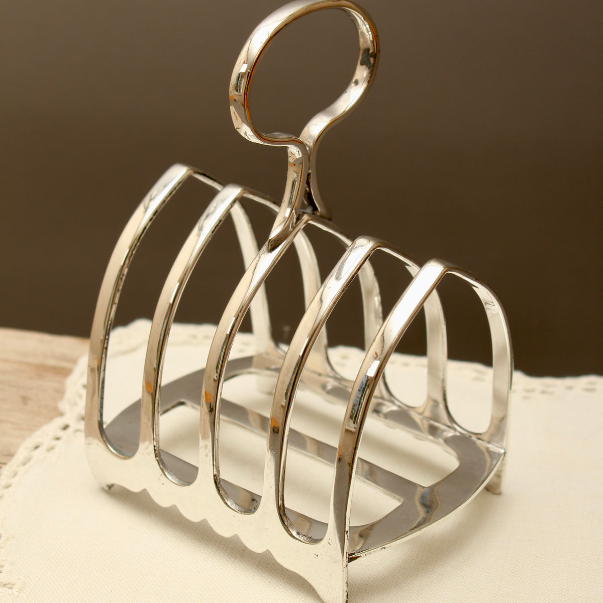 Antique John Biggin Sheffield Silver Plated Toast Rack - 4-Slot Gothic Arch Letter Rack (c.1910)