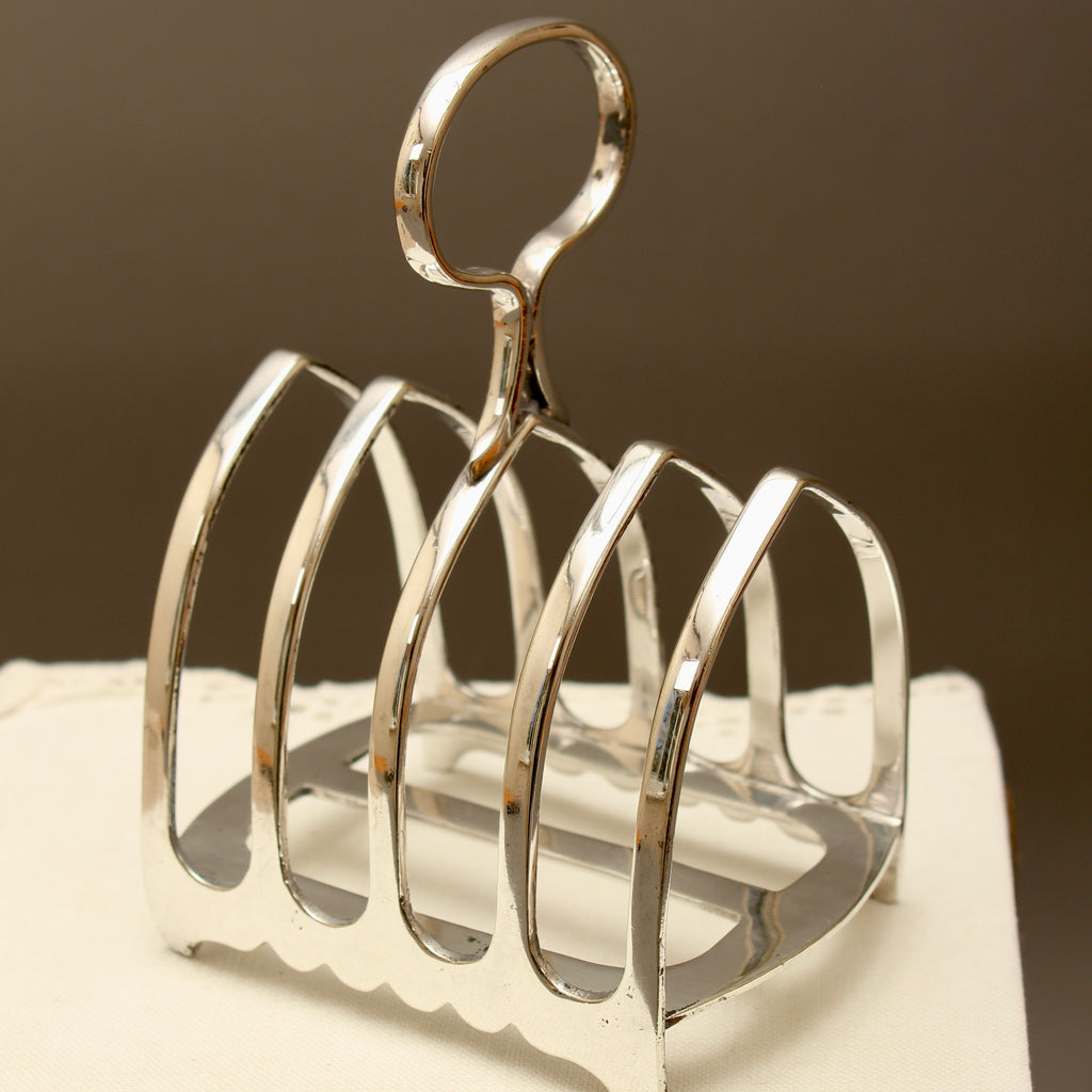 Antique John Biggin Sheffield Silver Plated Toast Rack - 4-Slot Gothic Arch Letter Rack (c.1910)