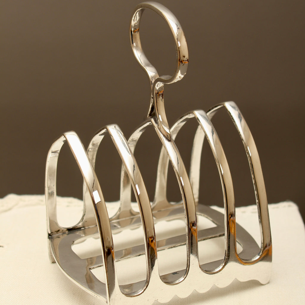 Antique John Biggin Sheffield Silver Plated Toast Rack - 4-Slot Gothic Arch Letter Rack (c.1910)