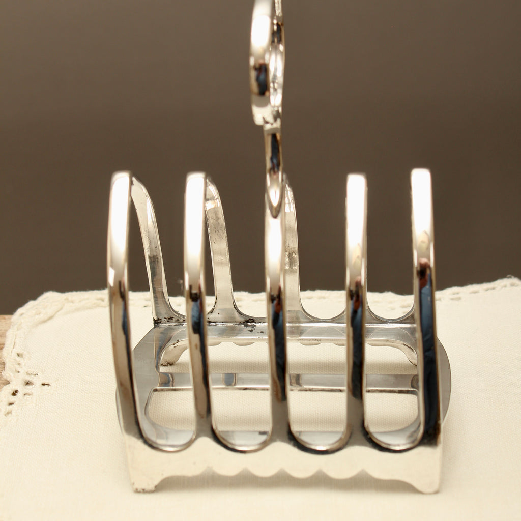 Antique John Biggin Sheffield Silver Plated Toast Rack - 4-Slot Gothic Arch Letter Rack (c.1910)