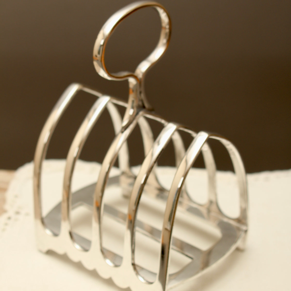 Antique John Biggin Sheffield Silver Plated Toast Rack - 4-Slot Gothic Arch Letter Rack (c.1910)