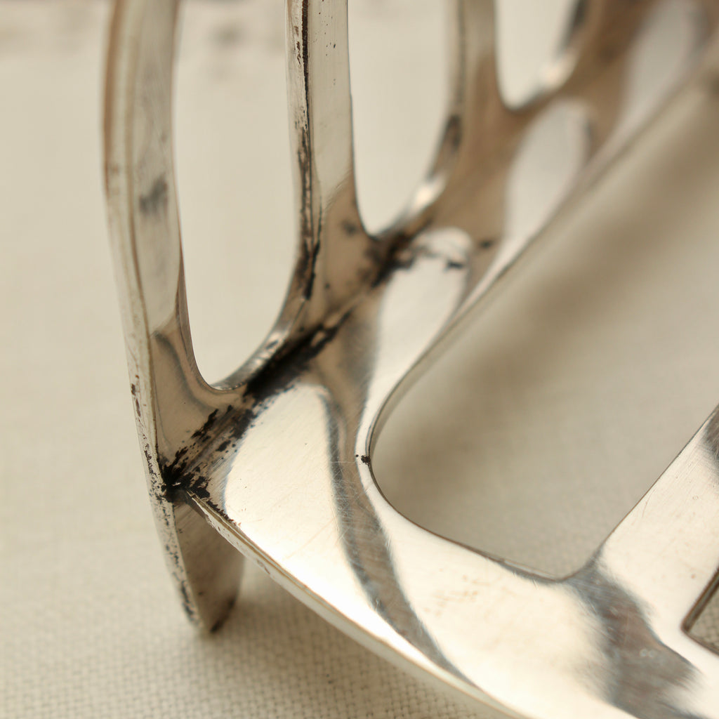Antique John Biggin Sheffield Silver Plated Toast Rack - 4-Slot Gothic Arch Letter Rack (c.1910)