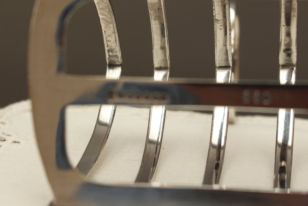 Antique John Biggin Sheffield Silver Plated Toast Rack - 4-Slot Gothic Arch Letter Rack (c.1910)