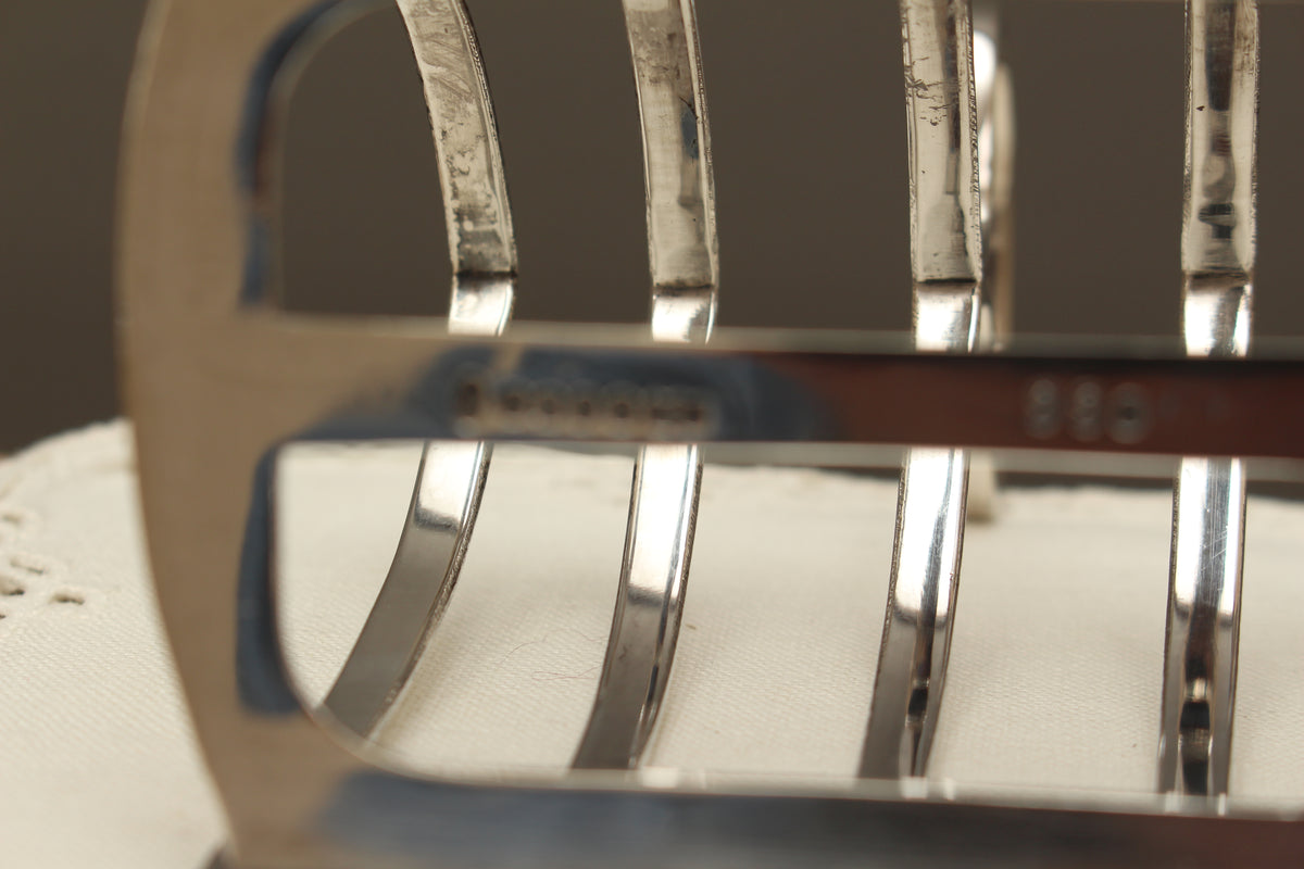 Antique John Biggin Sheffield Silver Plated Toast Rack - 4-Slot Gothic Arch Letter Rack (c.1910)