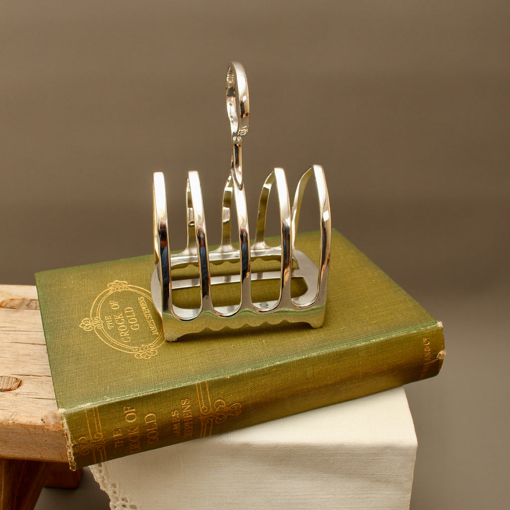 Antique John Biggin Sheffield Silver Plated Toast Rack - 4-Slot Gothic Arch Letter Rack (c.1910)