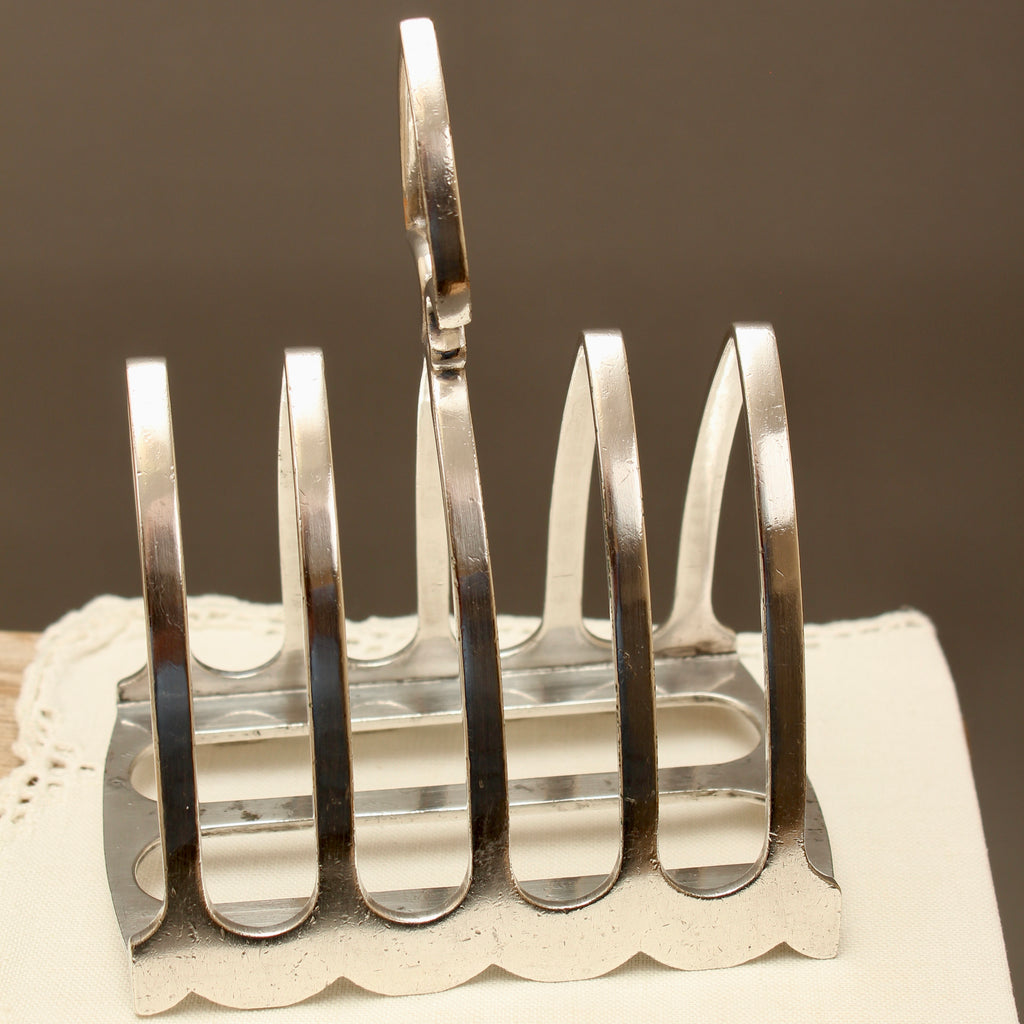 Antique Goodwins Ltd Sheffield Silver Plated Toast Rack - 4-Slot Wave Edge Letter Rack (c.1910)