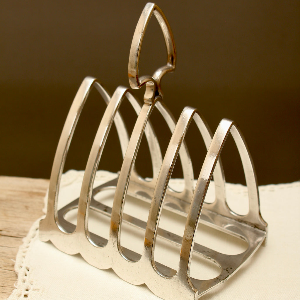 Antique Goodwins Ltd Sheffield Silver Plated Toast Rack - 4-Slot Wave Edge Letter Rack (c.1910)