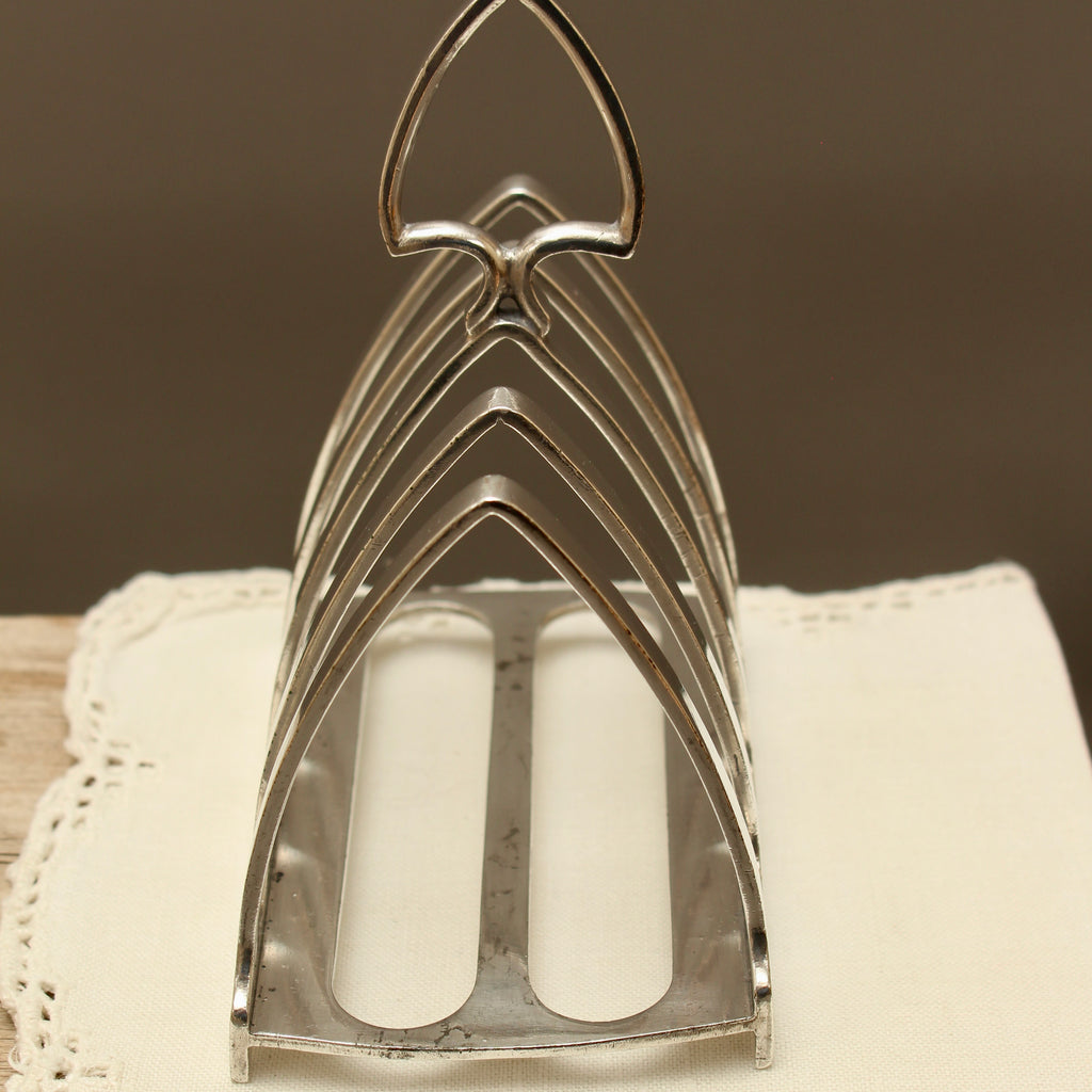 Antique Goodwins Ltd Sheffield Silver Plated Toast Rack - 4-Slot Wave Edge Letter Rack (c.1910)