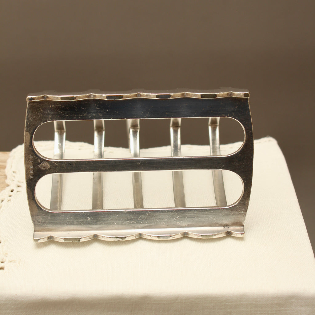 Antique Goodwins Ltd Sheffield Silver Plated Toast Rack - 4-Slot Wave Edge Letter Rack (c.1910)