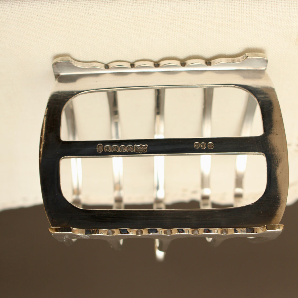Antique John Biggin Ltd Sheffield Silver Plated Toast Rack - 4-Slot Scalloped Base Letter Organizer (c.1910)