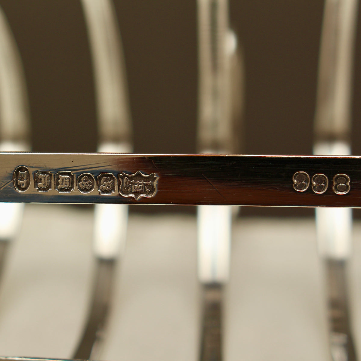 Antique John Biggin Ltd Sheffield Silver Plated Toast Rack - 4-Slot Scalloped Base Letter Organizer (c.1910)