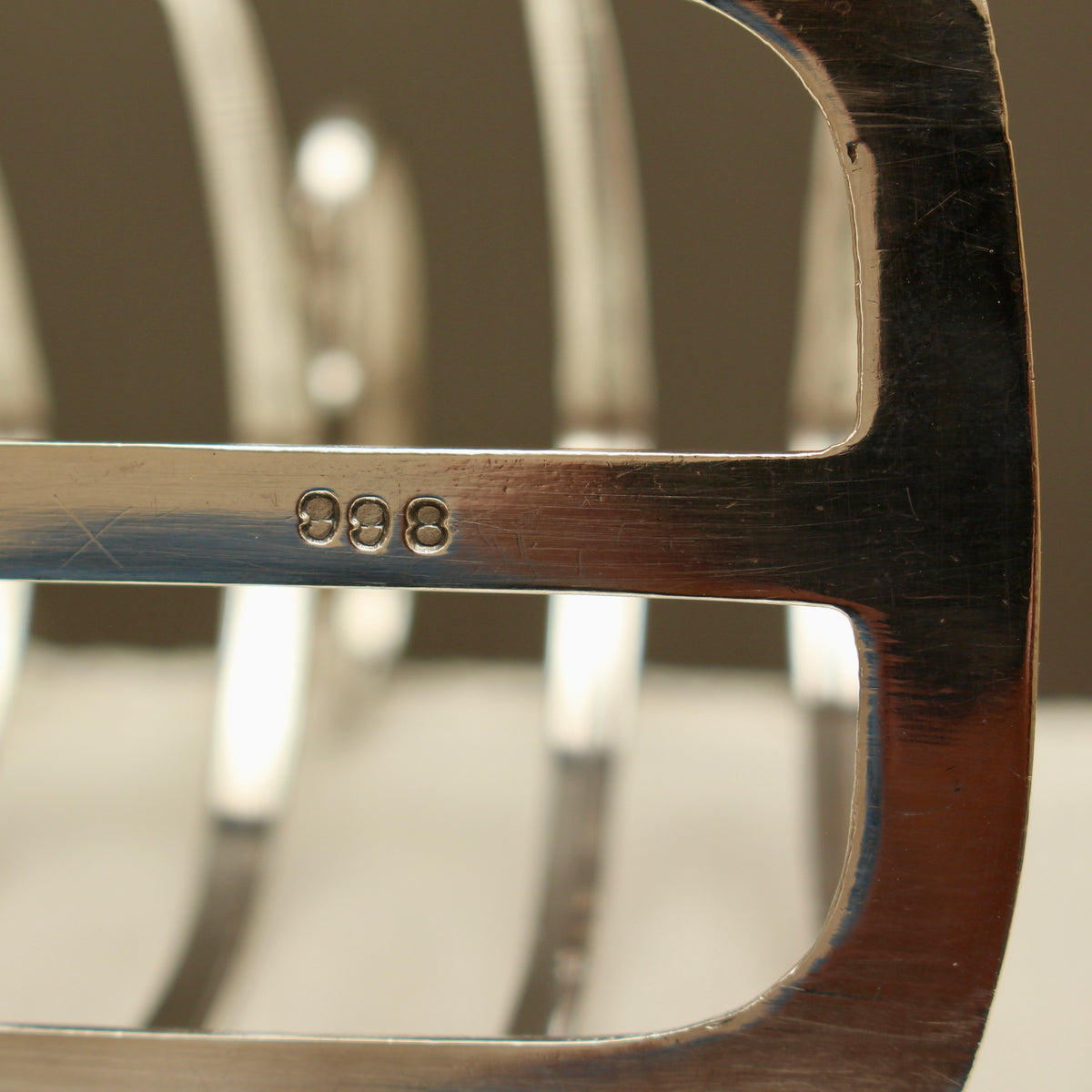 Antique John Biggin Ltd Sheffield Silver Plated Toast Rack - 4-Slot Scalloped Base Letter Organizer (c.1910)
