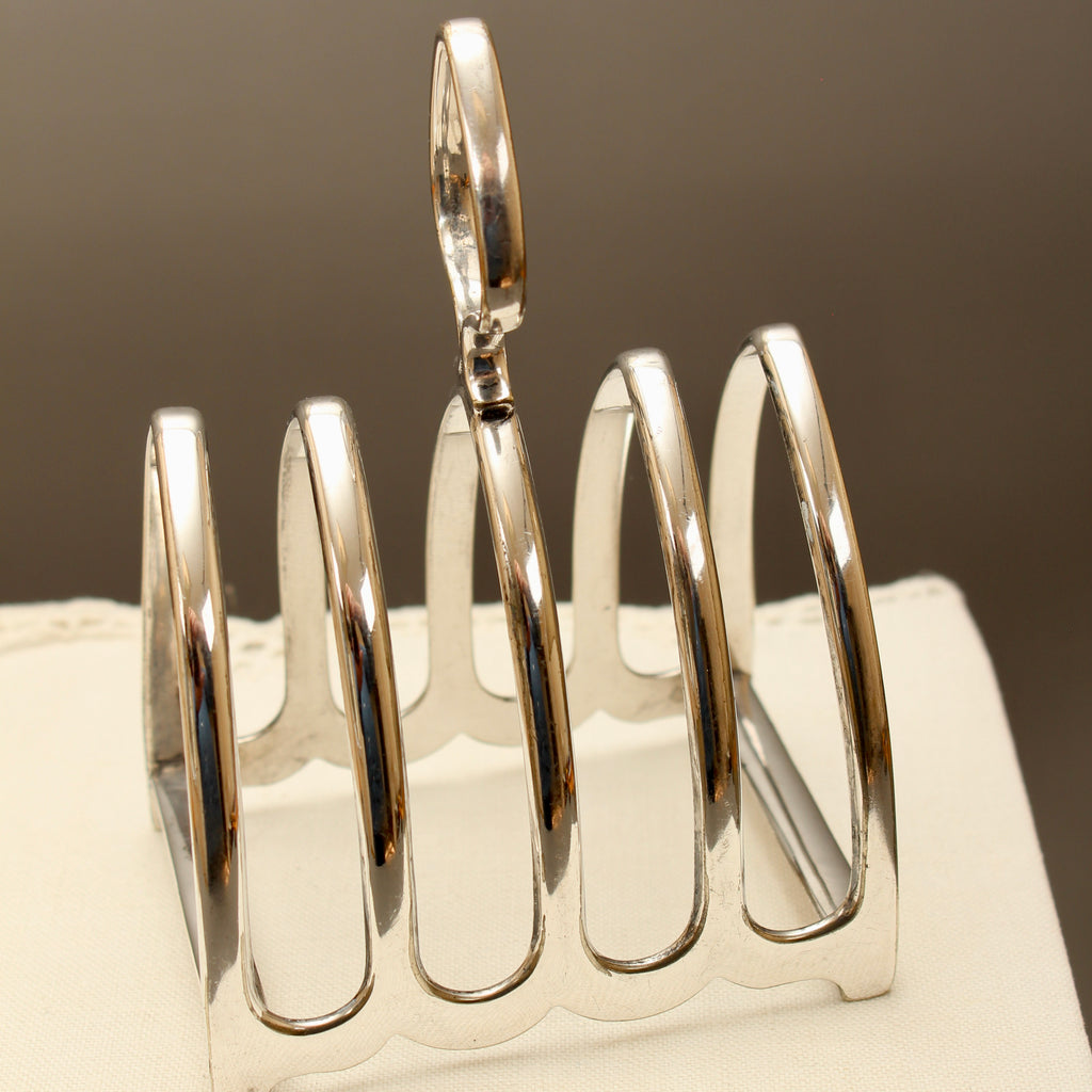 Antique Henry Wilkinson Sheffield Silver Plated Toast Rack - 4-Slot Teardrop Handle Letter Rack (c.1900)