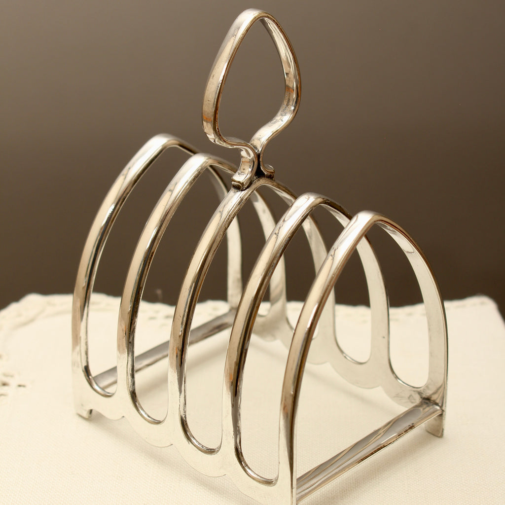 Antique Henry Wilkinson Sheffield Silver Plated Toast Rack - 4-Slot Teardrop Handle Letter Rack (c.1900)