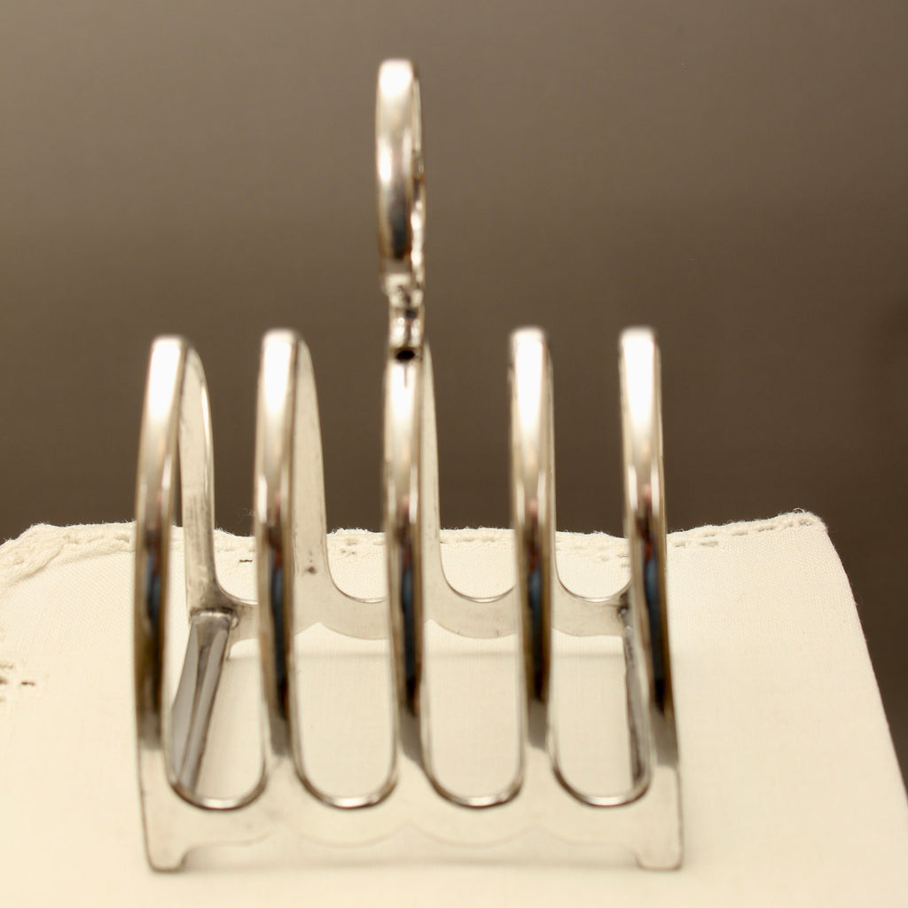 Antique Henry Wilkinson Sheffield Silver Plated Toast Rack - 4-Slot Teardrop Handle Letter Rack (c.1900)