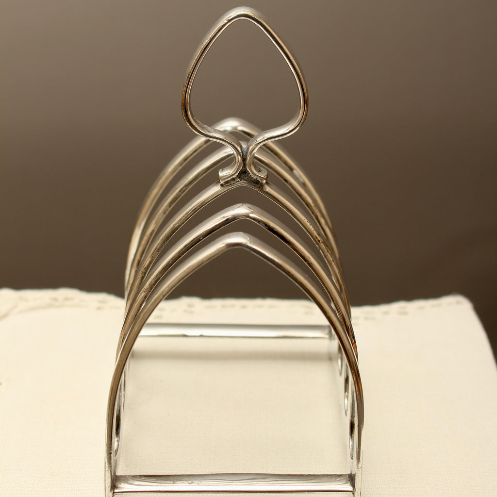 Antique Henry Wilkinson Sheffield Silver Plated Toast Rack - 4-Slot Teardrop Handle Letter Rack (c.1900)