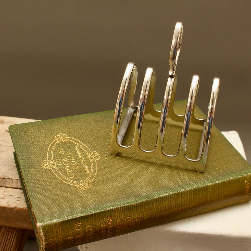 Antique Henry Wilkinson Sheffield Silver Plated Toast Rack - 4-Slot Teardrop Handle Letter Rack (c.1900)