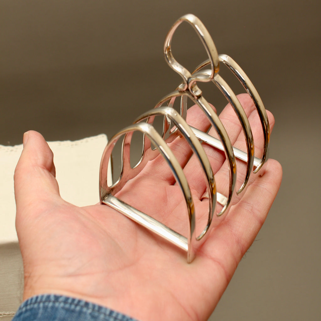 Antique Henry Wilkinson Sheffield Silver Plated Toast Rack - 4-Slot Teardrop Handle Letter Rack (c.1900)