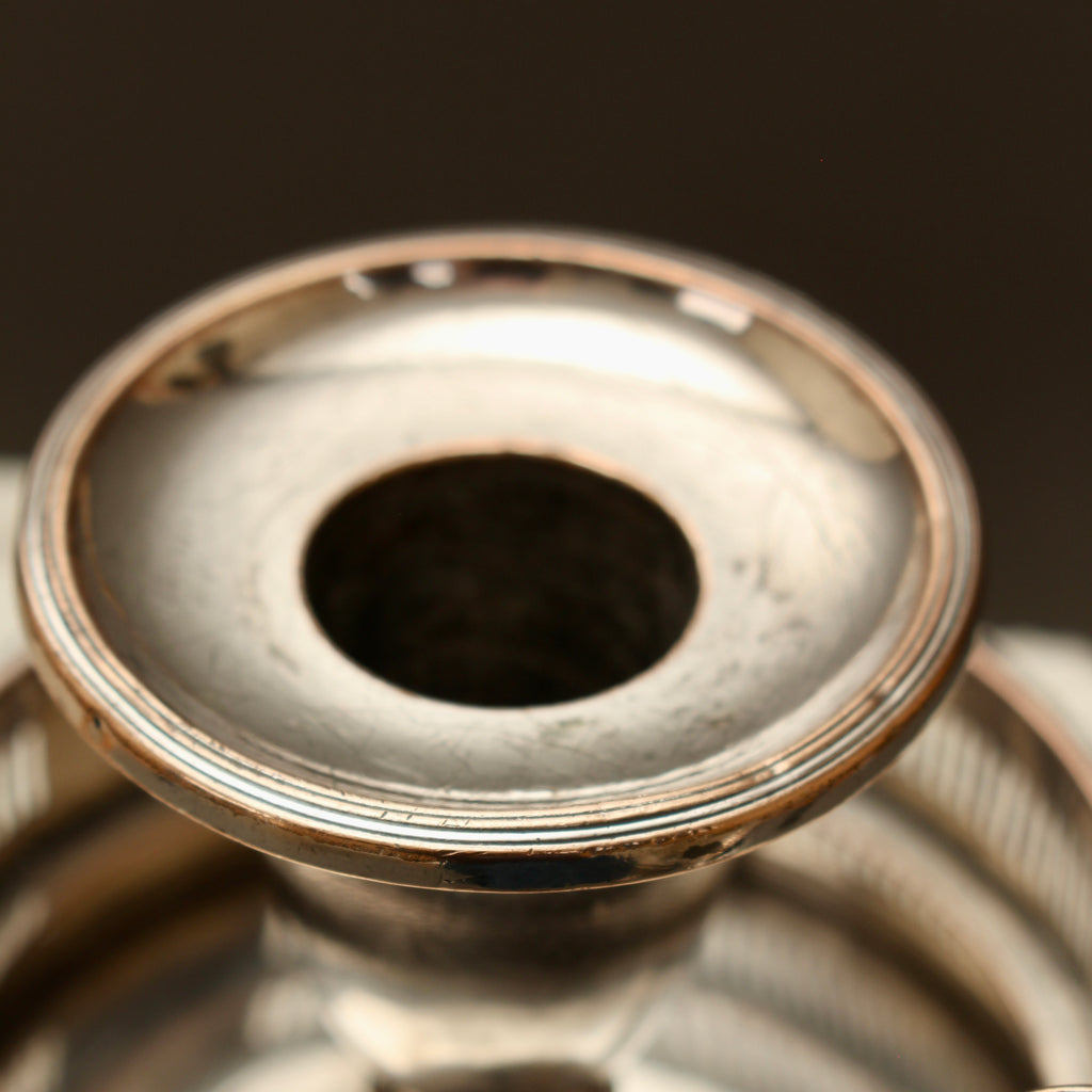Antique Silver Plate on Copper Pierced Gallery Chamberstick - Victorian Candle Holder
