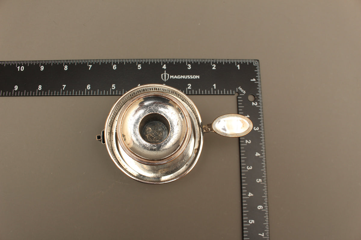 Antique Silver Plate on Copper Pierced Gallery Chamberstick - Victorian Candle Holder