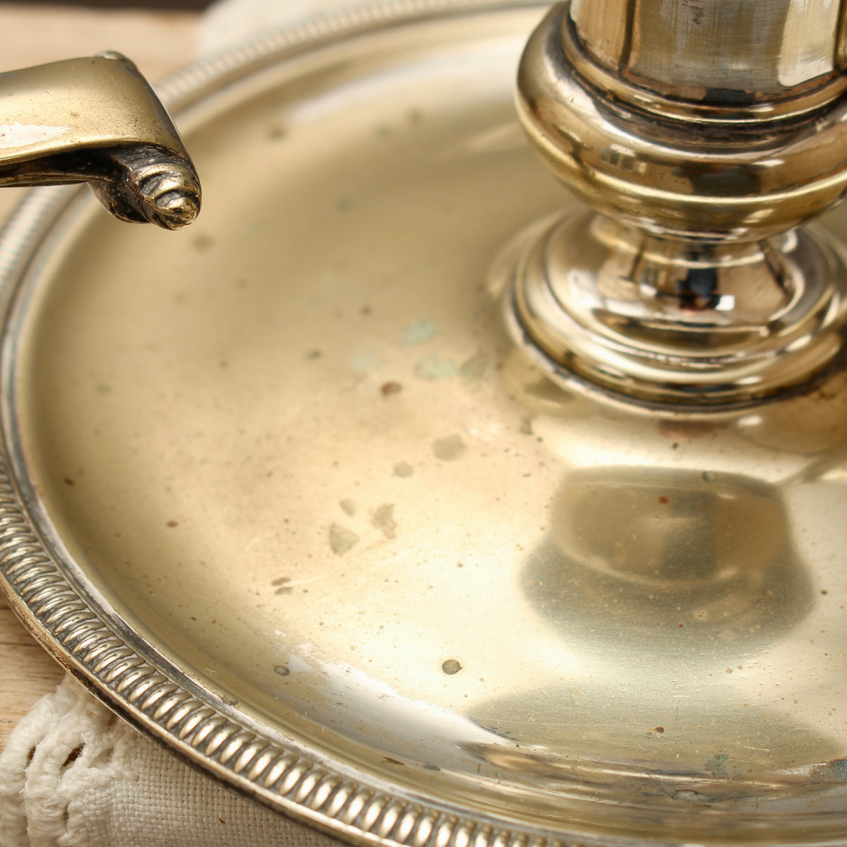 Antique Hawksworth Eyre & Co Sheffield Silver Plated Chamberstick with Matching Stamped Snuffer (c.1900)