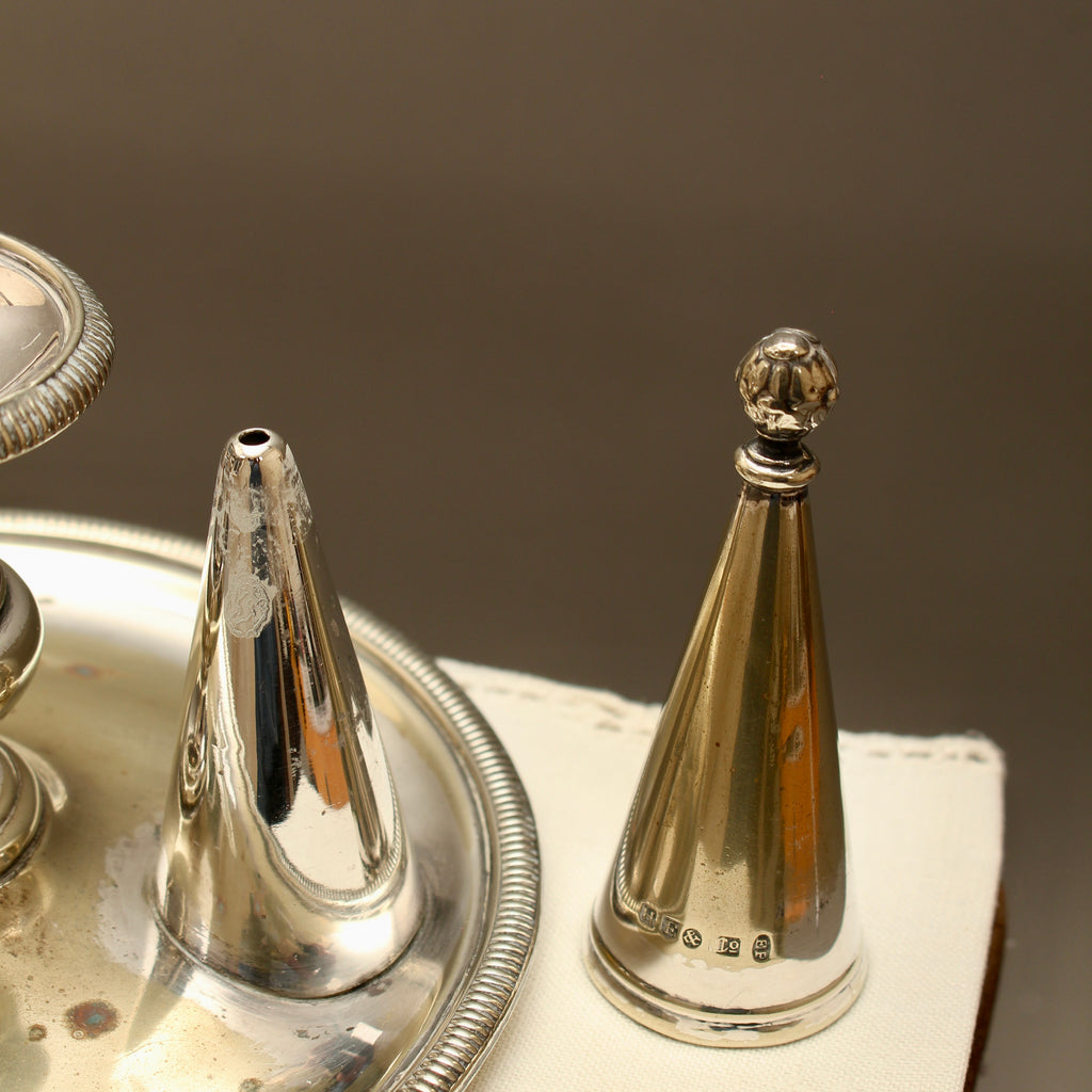 Antique Hawksworth Eyre & Co Sheffield Silver Plated Chamberstick with Matching Stamped Snuffer (c.1900)