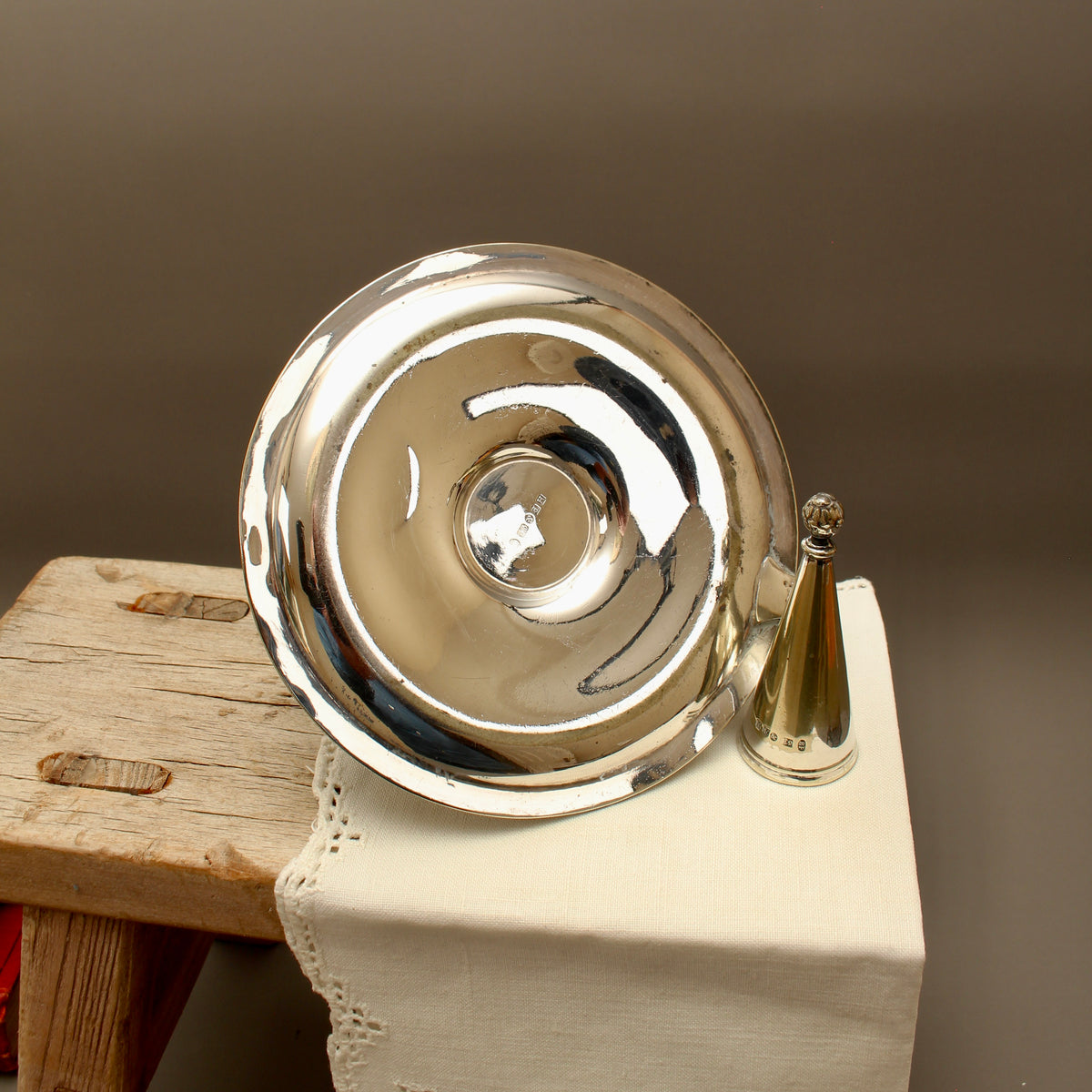Antique Hawksworth Eyre & Co Sheffield Silver Plated Chamberstick with Matching Stamped Snuffer (c.1900)