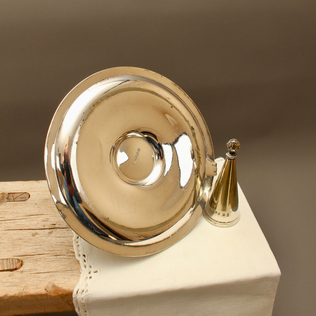Antique Hawksworth Eyre & Co Sheffield Silver Plated Chamberstick with Matching Stamped Snuffer (c.1900)