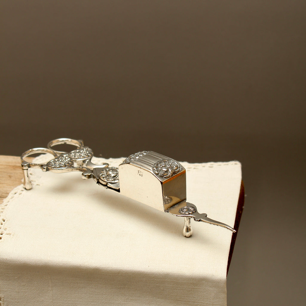 Antique Silver Plated Ornate Candle Snuffer Scissors | Vintage Wick Trimmer