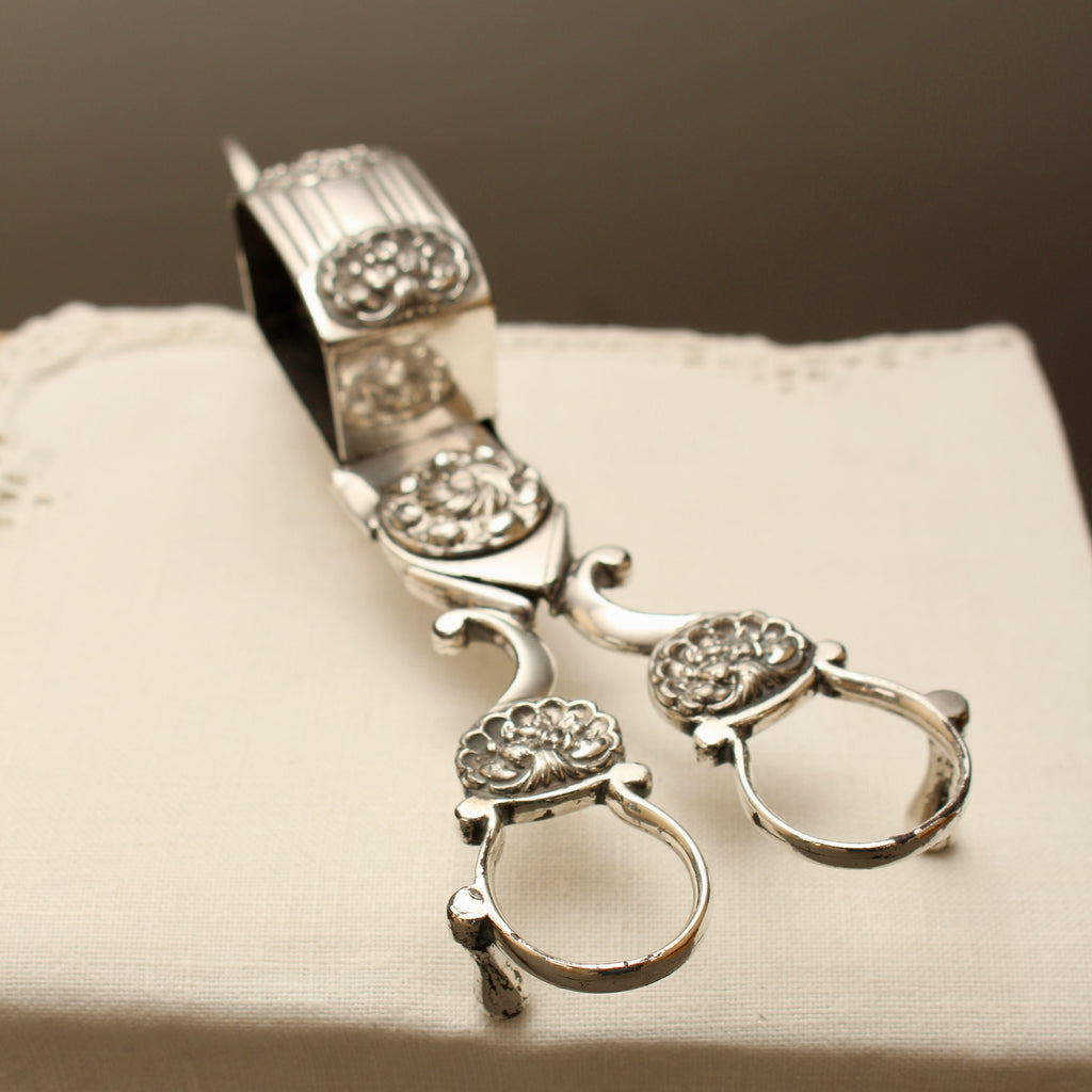 Antique Silver Plated Ornate Candle Snuffer Scissors | Vintage Wick Trimmer