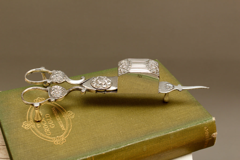 Antique Silver Plated Ornate Candle Snuffer Scissors | Vintage Wick Trimmer