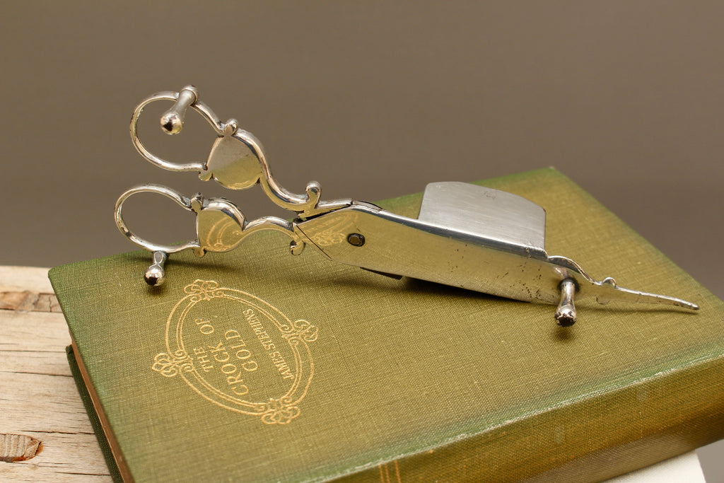 Antique Silver Plated Ornate Candle Snuffer Scissors | Vintage Wick Trimmer