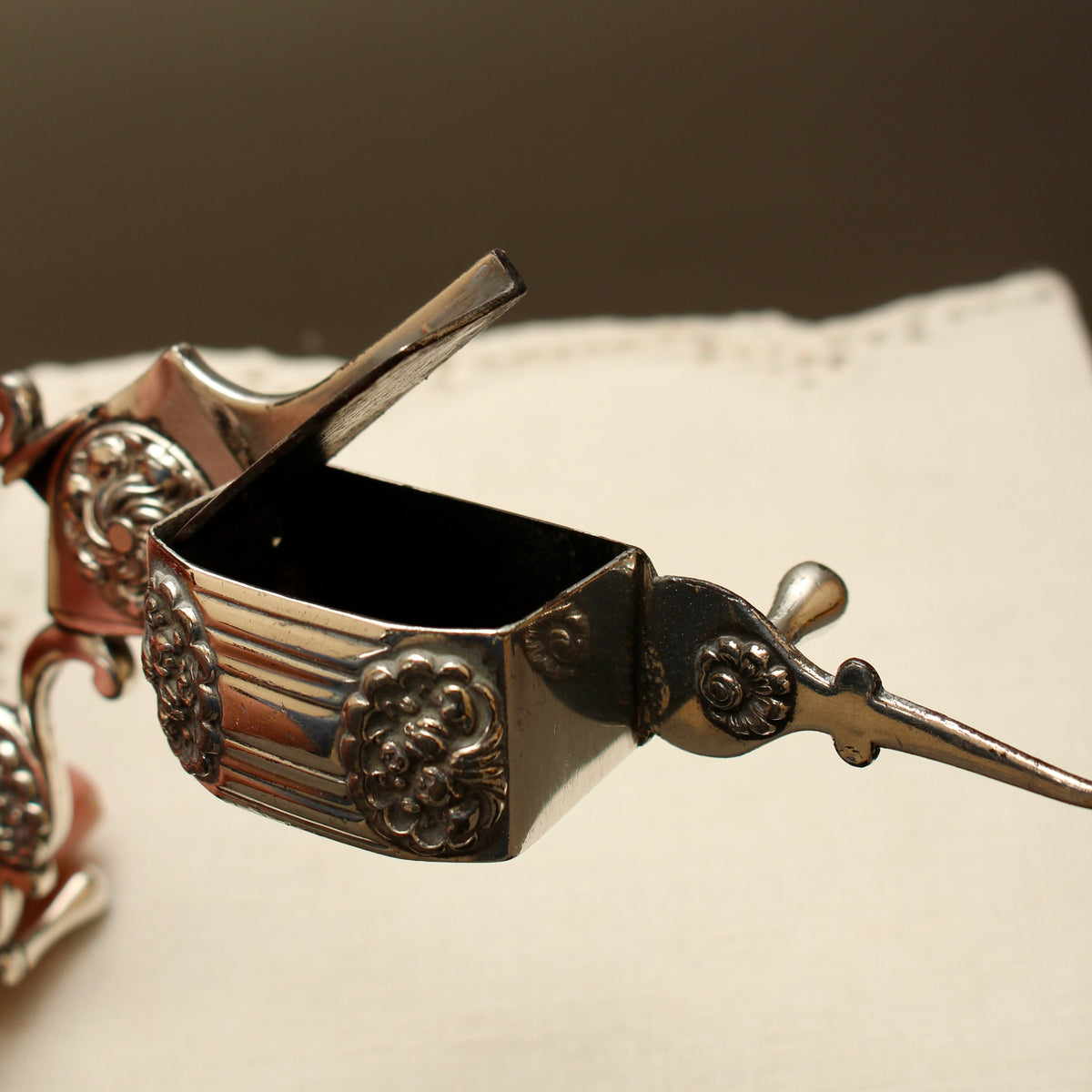 Antique Silver Plated Ornate Candle Snuffer Scissors | Vintage Wick Trimmer