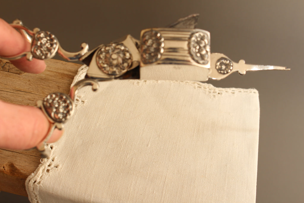 Antique Silver Plated Ornate Candle Snuffer Scissors | Vintage Wick Trimmer