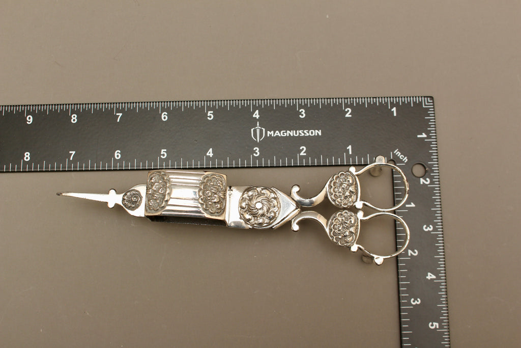 Antique Silver Plated Ornate Candle Snuffer Scissors | Vintage Wick Trimmer