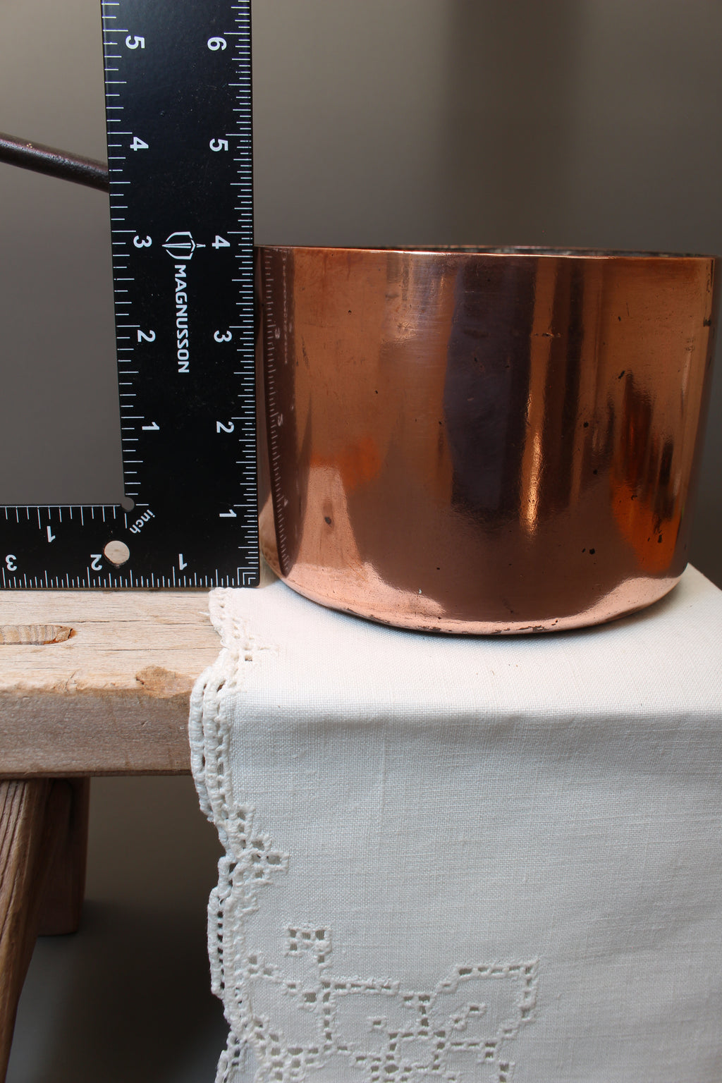 Antique Heavy Gauge Copper Saucepan | Victorian Farmhouse Kitchenalia