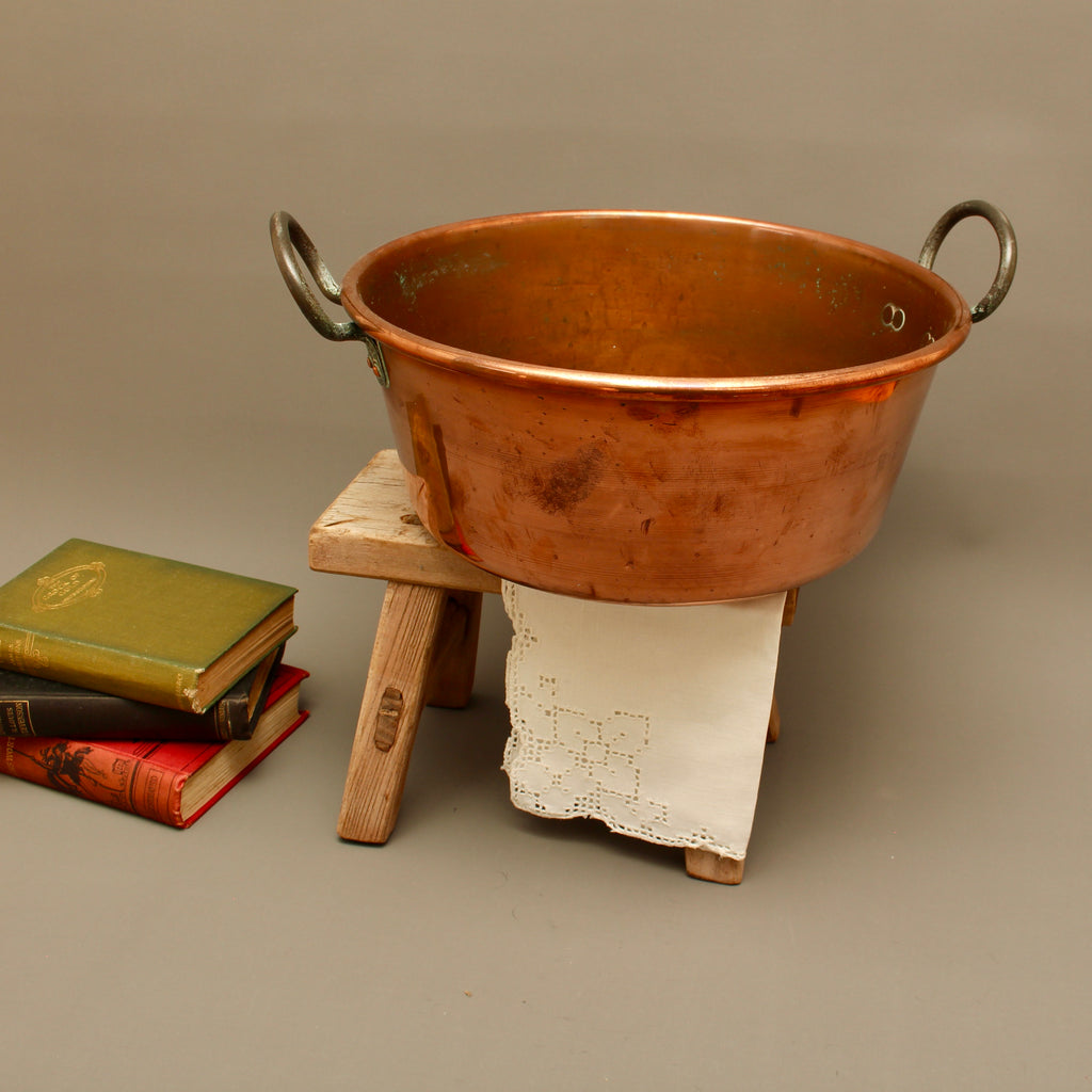 Antique French Heavy Gauge Copper Jam Pan | Victorian Preserve Basin