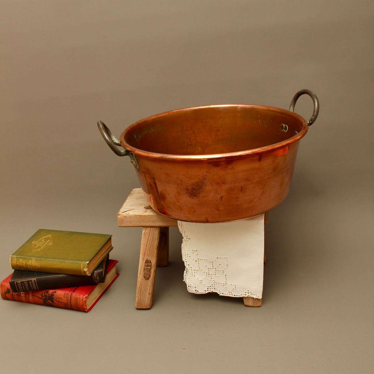 Antique French Heavy Gauge Copper Jam Pan | Victorian Preserve Basin