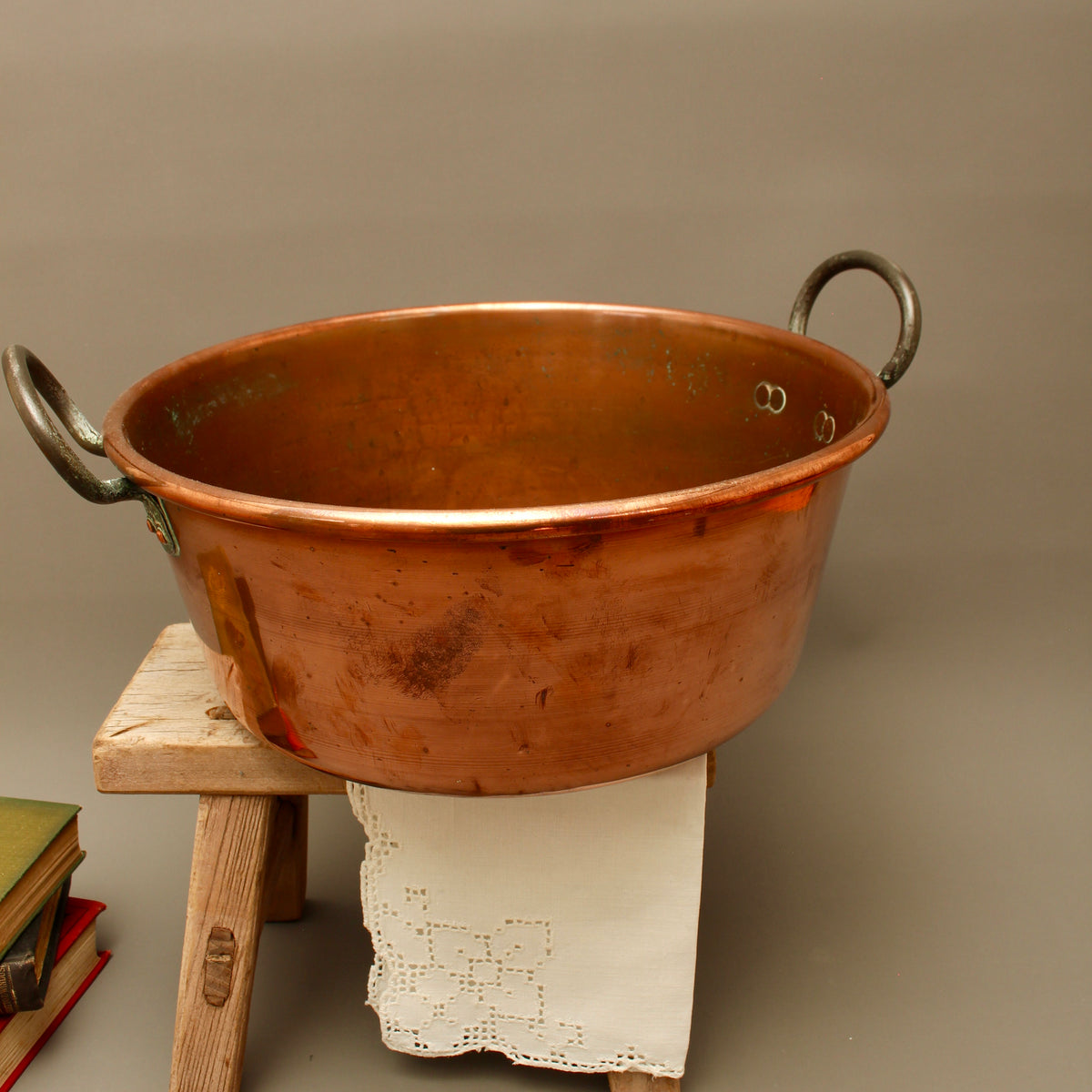 Antique French Heavy Gauge Copper Jam Pan | Victorian Preserve Basin