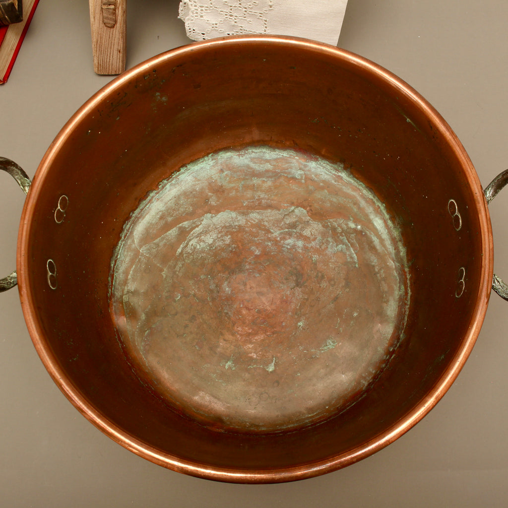 Antique French Heavy Gauge Copper Jam Pan | Victorian Preserve Basin