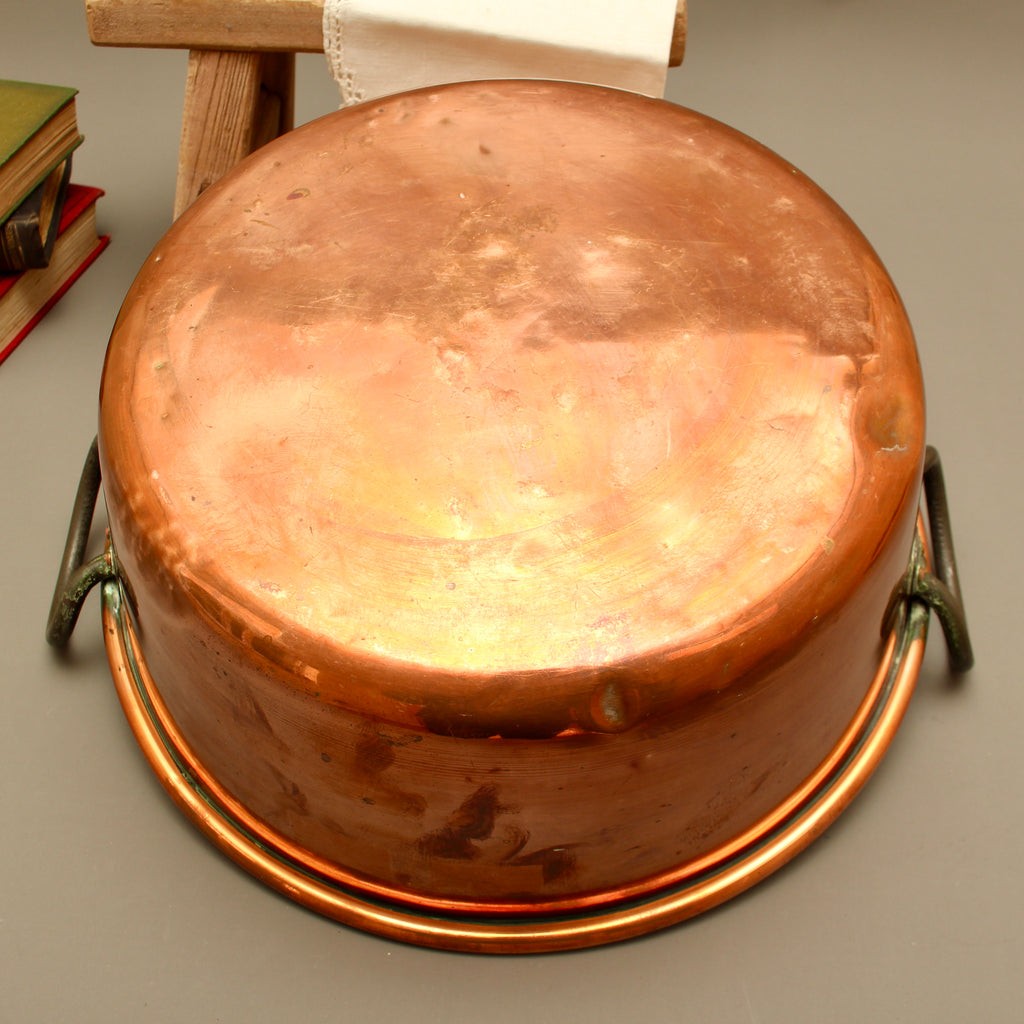 Antique French Heavy Gauge Copper Jam Pan | Victorian Preserve Basin