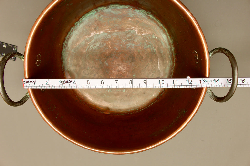 Antique French Heavy Gauge Copper Jam Pan | Victorian Preserve Basin