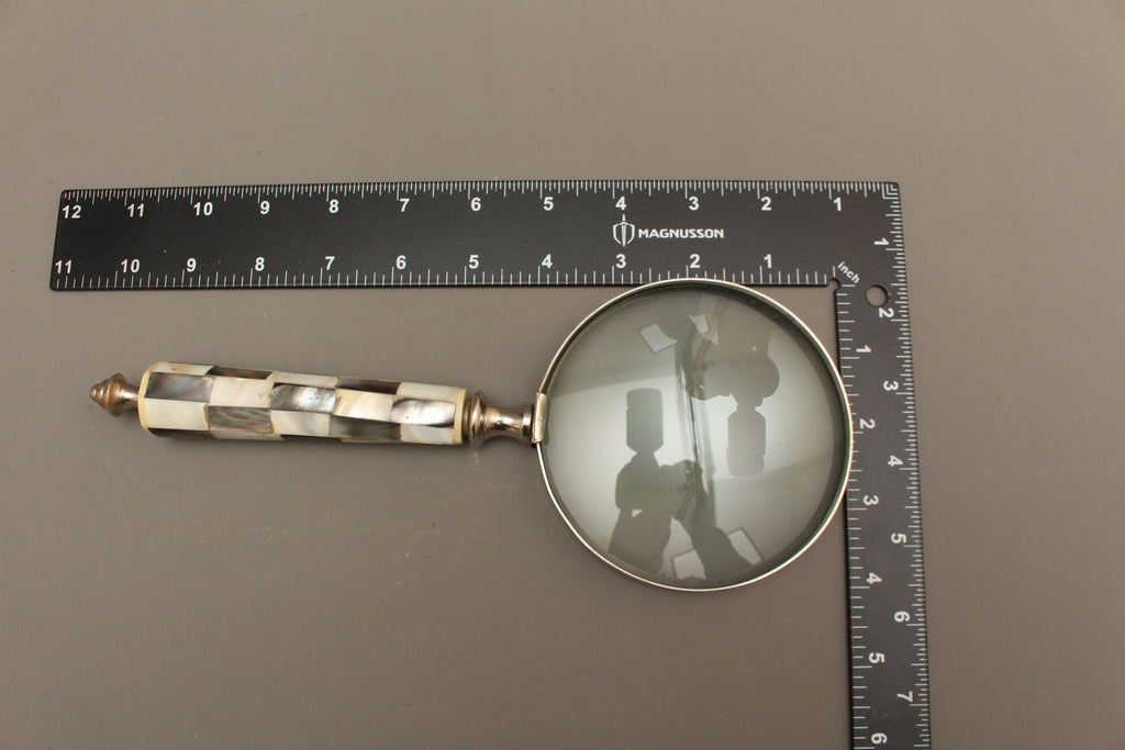 Checkered Mother of Pearl Handheld Magnifying Glass | Large Desk Magnifier