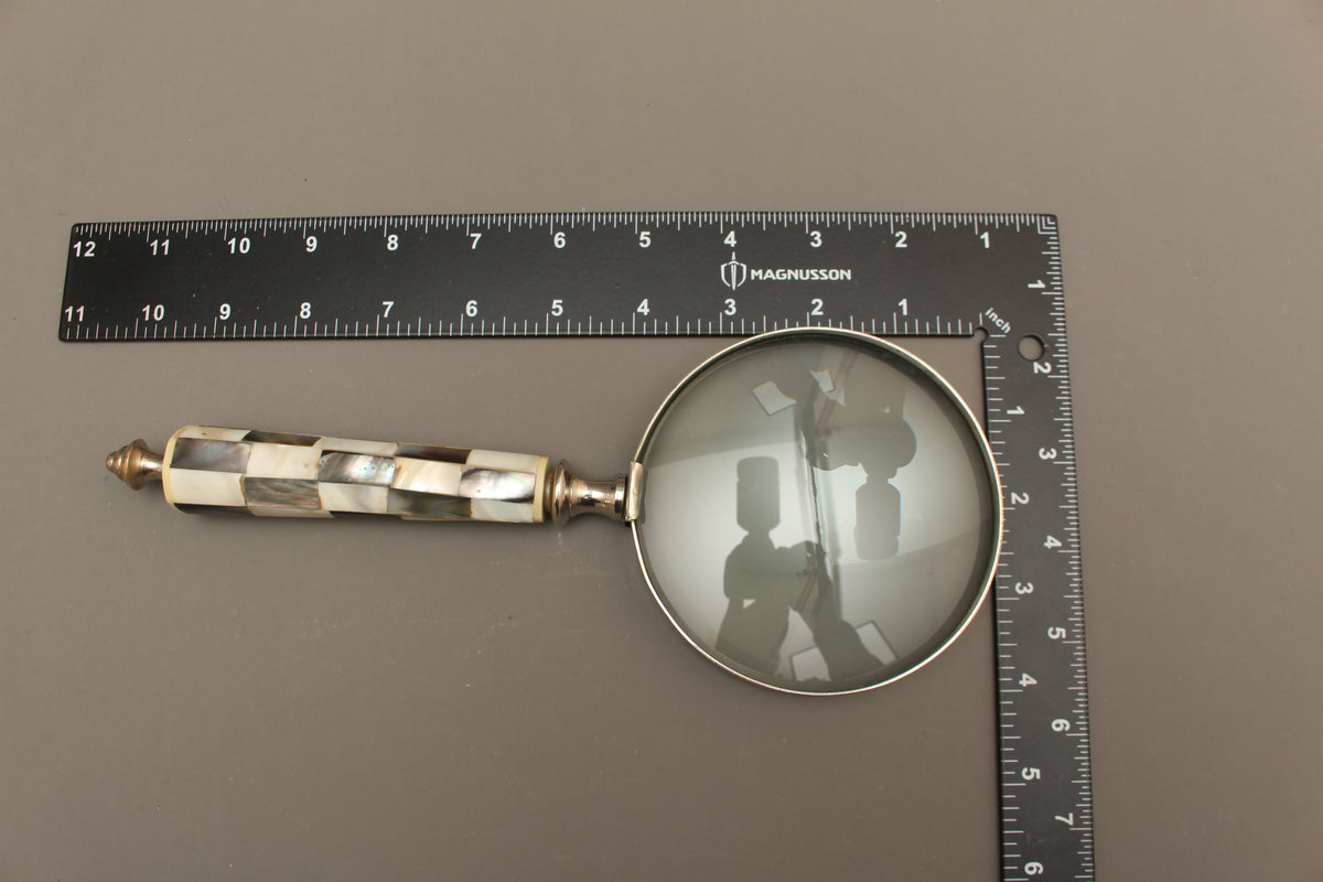 Checkered Mother of Pearl Handheld Magnifying Glass | Large Desk Magnifier