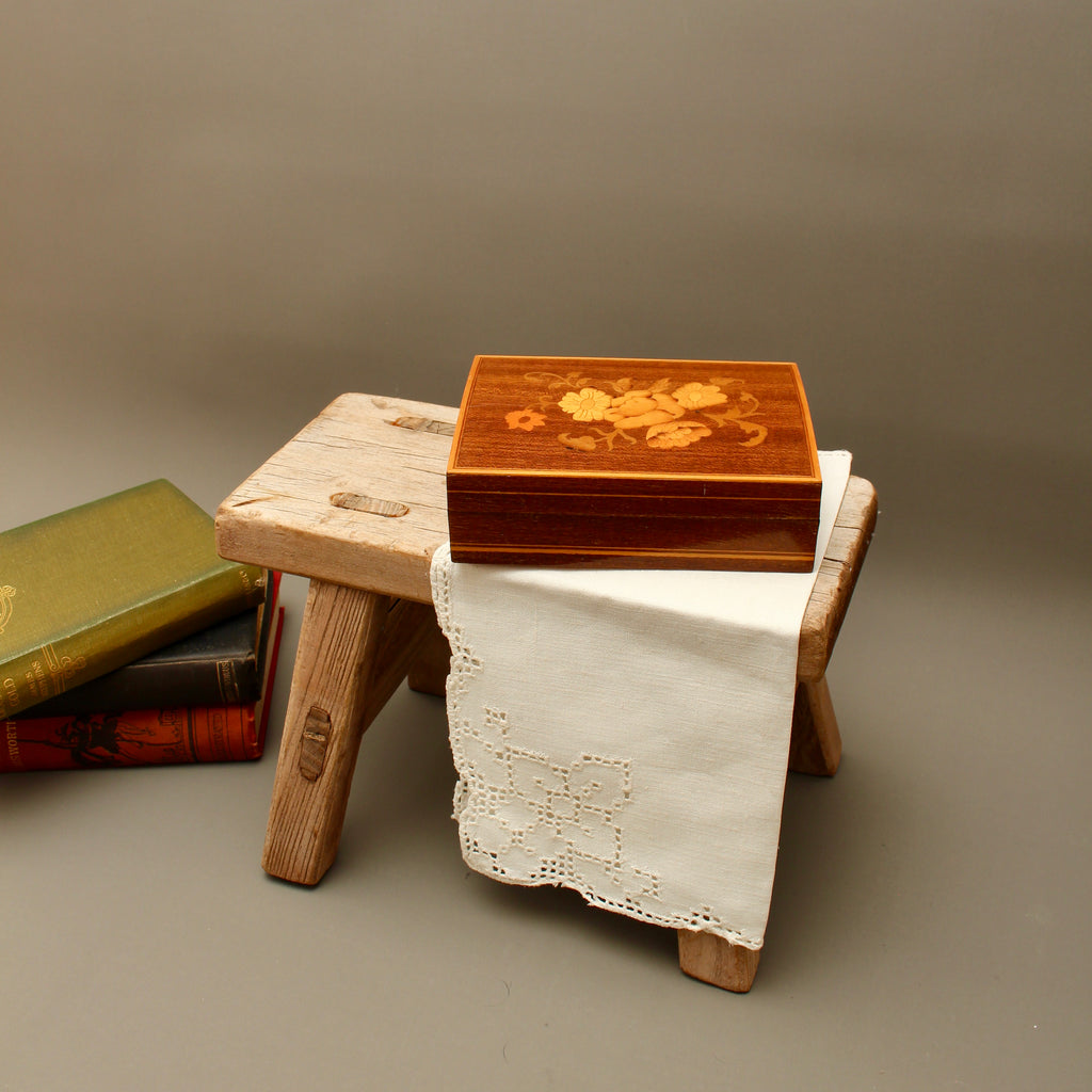 Italian Floral Marquetry Trinket Box | Sorrento Inlaid Wood Table Box