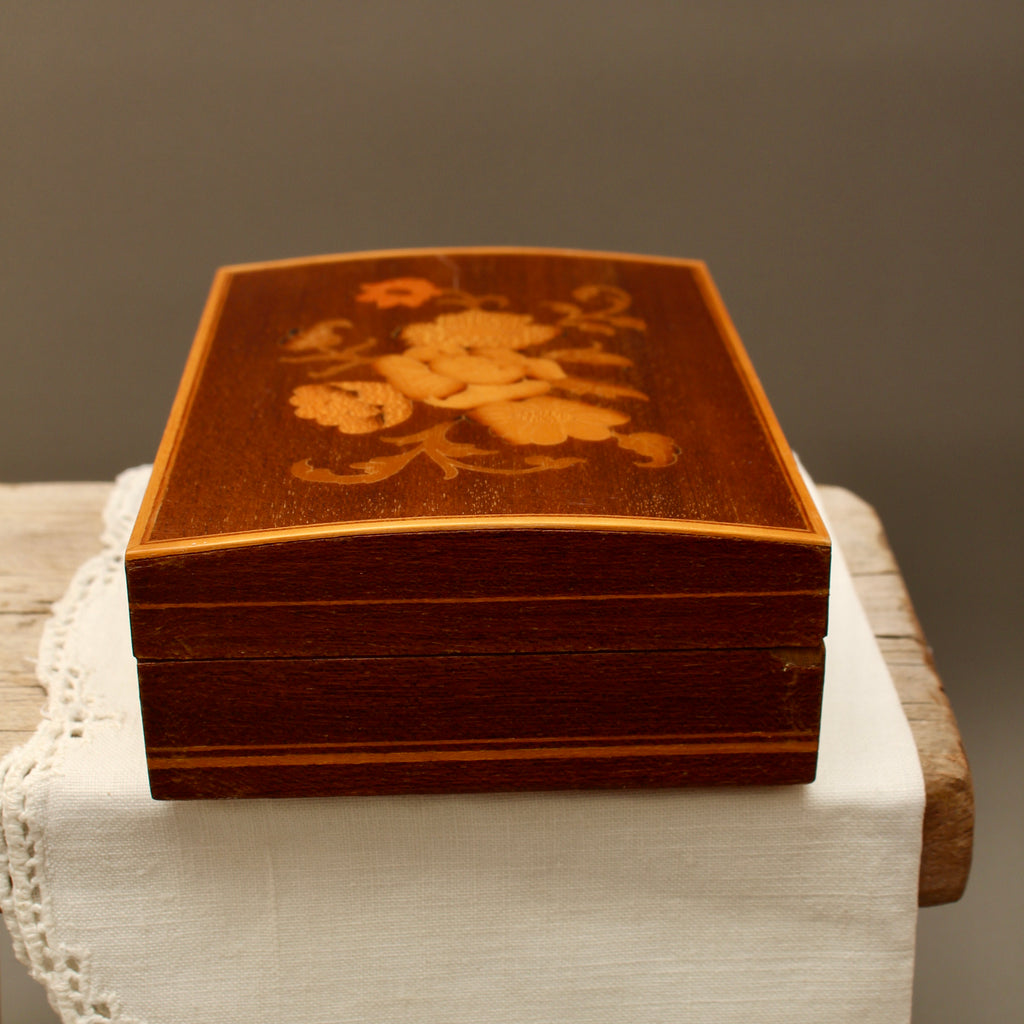 Italian Floral Marquetry Trinket Box | Sorrento Inlaid Wood Table Box