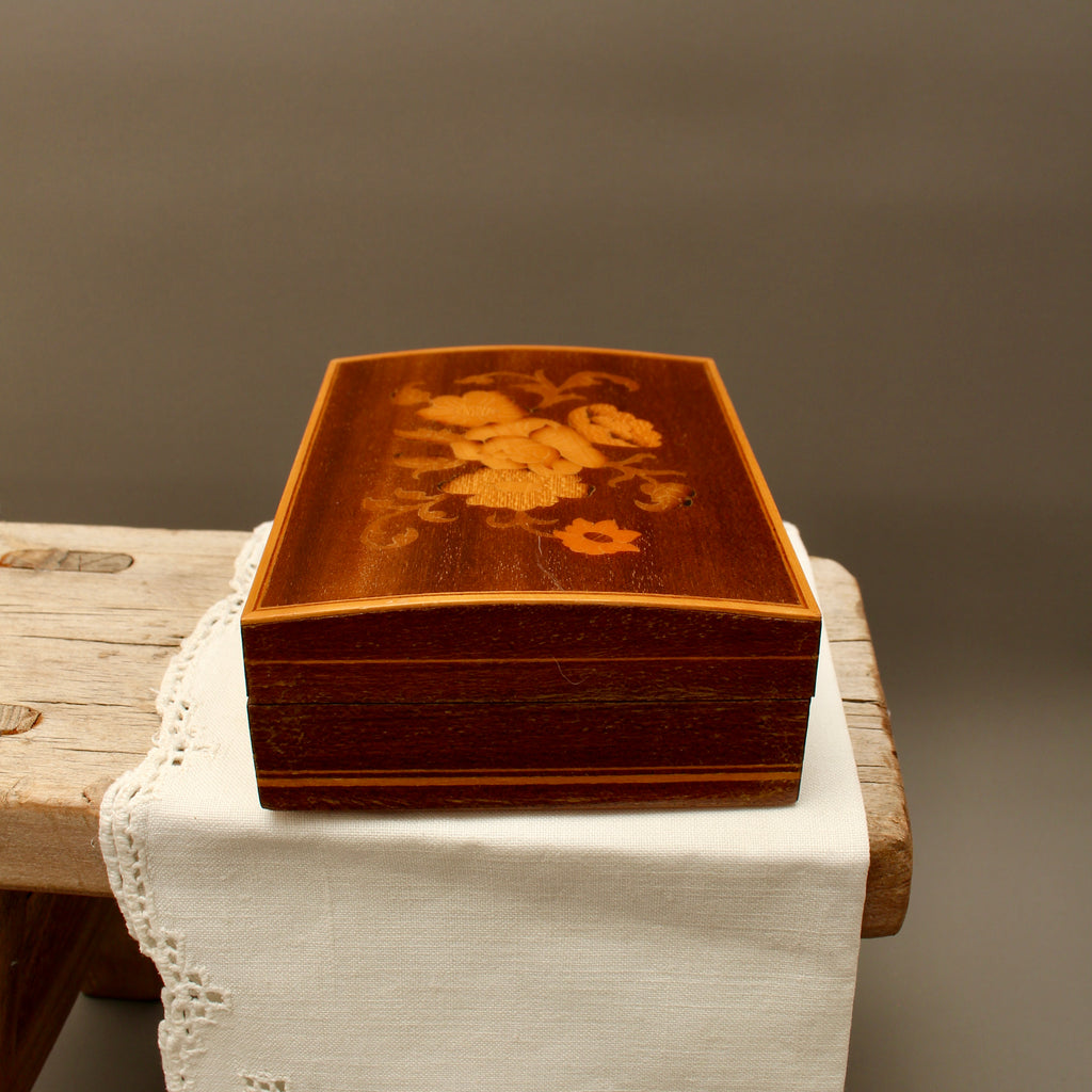 Italian Floral Marquetry Trinket Box | Sorrento Inlaid Wood Table Box