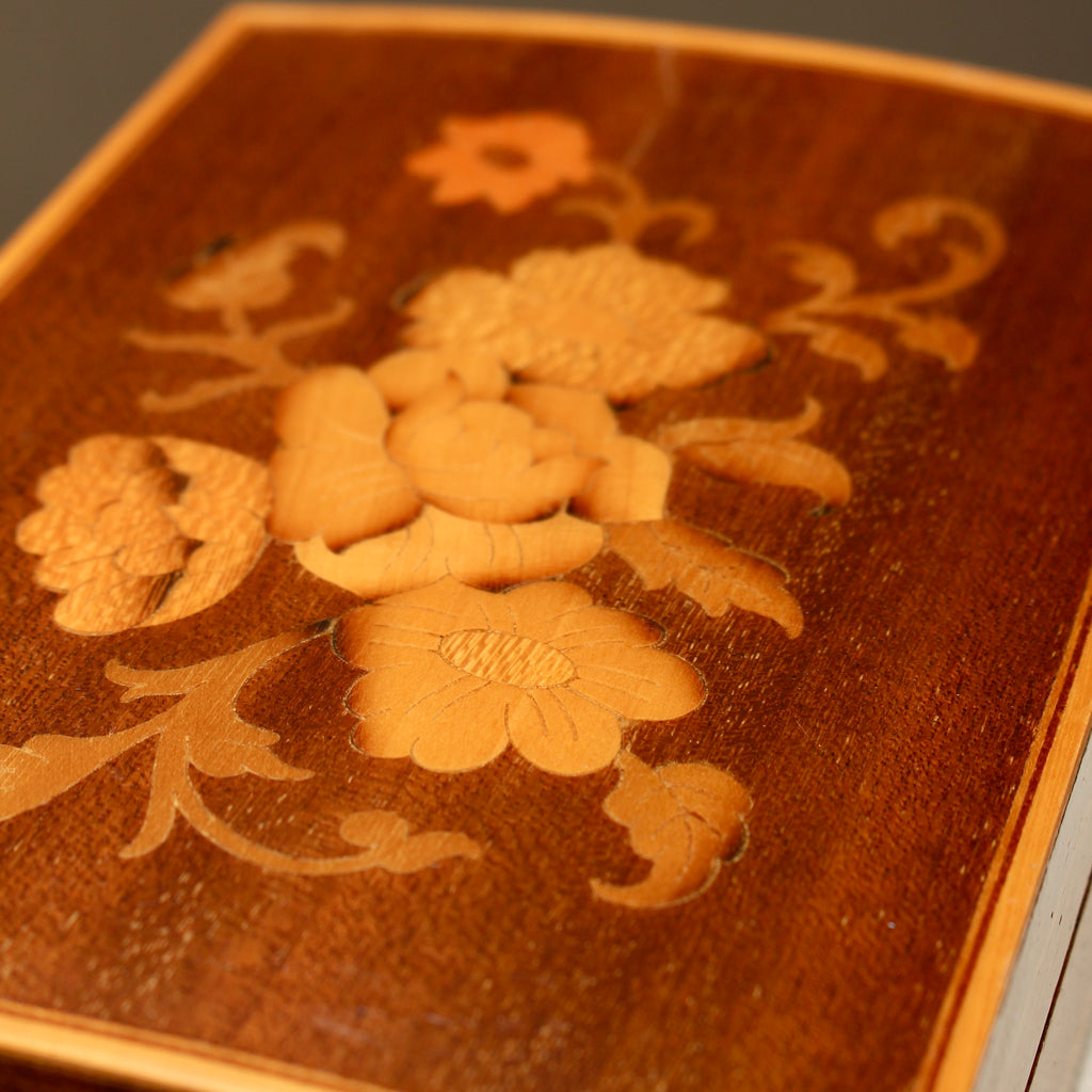 Italian Floral Marquetry Trinket Box | Sorrento Inlaid Wood Table Box