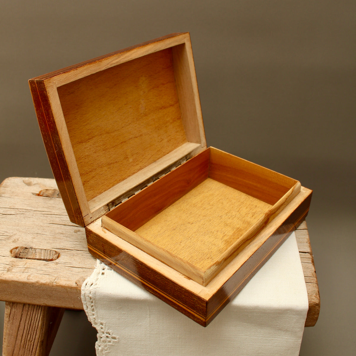 Italian Floral Marquetry Trinket Box | Sorrento Inlaid Wood Table Box